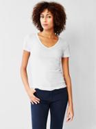 Gap Women New Modern V Neck Tee - White