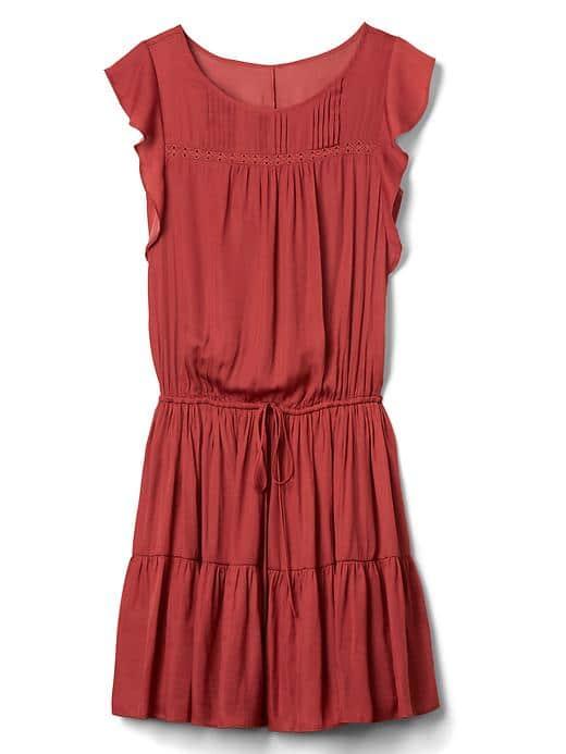 Gap Women Pintuck Tier Dress - Rust
