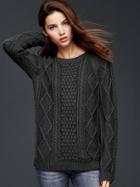 Gap Women Cable Knit Pullover Sweater - Charcoal Gray