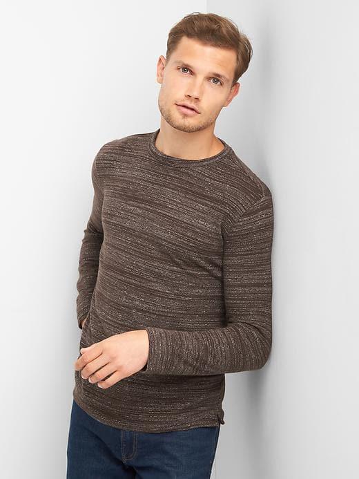 Gap Men Softspun Long Sleeve Crewneck Tee - Terra Brown