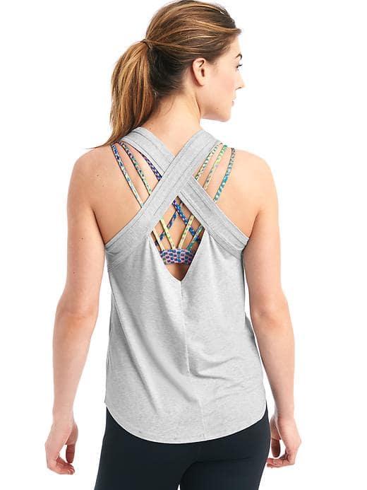 Gap Women Gapfit Breathe Crossback Tank - Lt Heather Grey
