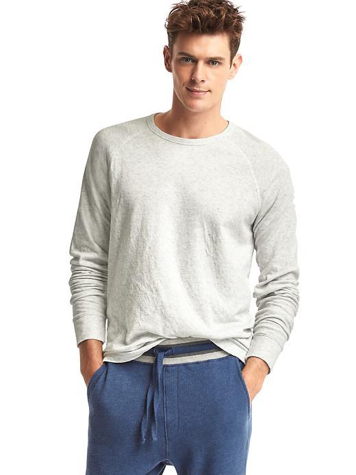 Gap Men Double Face Cotton Long Sleeve Tee - Oatmeal Heather