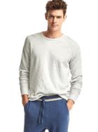 Gap Men Double Face Cotton Long Sleeve Tee - Oatmeal Heather