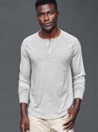 Gap Men Vintage Wash Long Sleeve Henley - Heather Grey