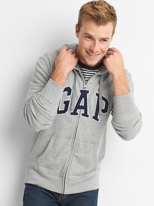 Gap French Terry Logo Zip Hoodie - New Heather Grey