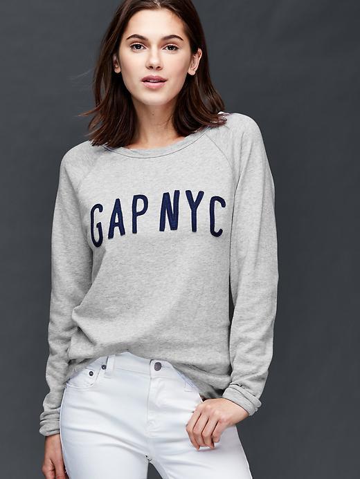 Gap Logo Nyc Crew Pullover - Gray Light