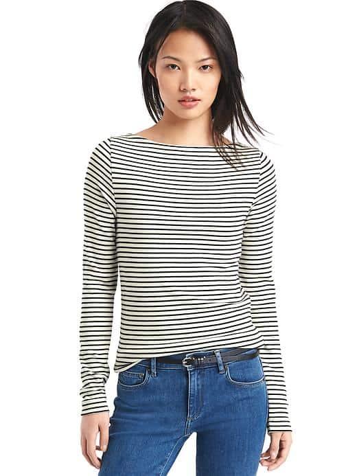 Gap Women Modern Stripe Long Sleeve Tee - Black Stripe