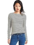 Gap Women Modern Stripe Long Sleeve Tee - Black Stripe