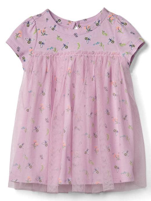 Gap Short Sleeve Tulle Dress - Light Iris