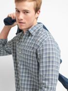 Gap Linen Cotton Plaid Shirt - Blue Peak