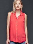 Gap Women Sleeveless Shirred Shirt - Rosebush