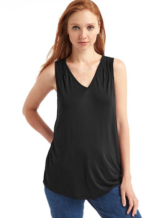 Gap Shirred V Neck Tank - True Black