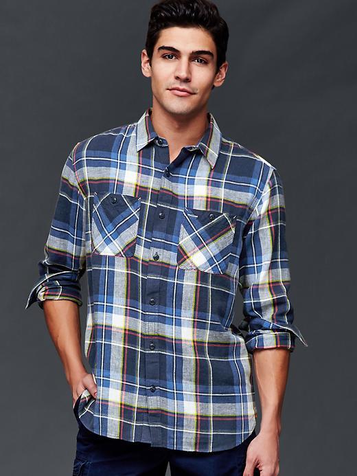 Gap Men 1969 Icon Plaid Worker Shirt - Chrome Blue