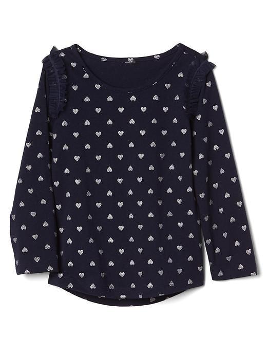 Gap Tulle Trim Long Sleeve Tee - Light Blue/navy