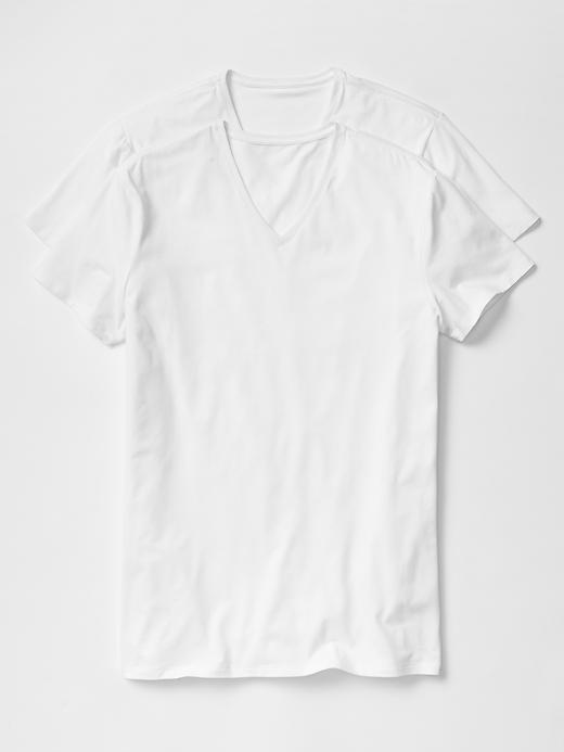 Gap Men Stretch V Neck T Shirts 2 Pack - Optic White