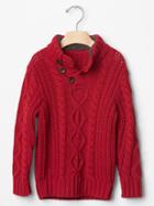 Gap Sherpa Mockneck Cable Sweater - Lasalle Red