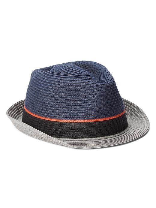 Gap Men Colorblock Straw Fedora - Grey Combo