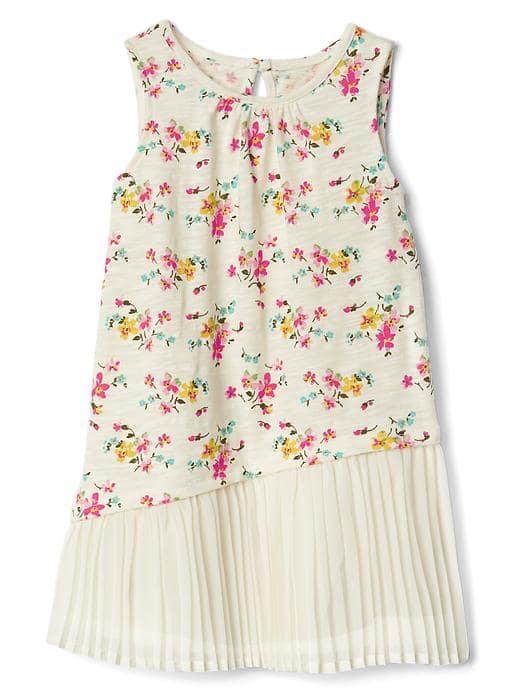 Gap Print Asymmetrical Pleat Dress - Multi Floral