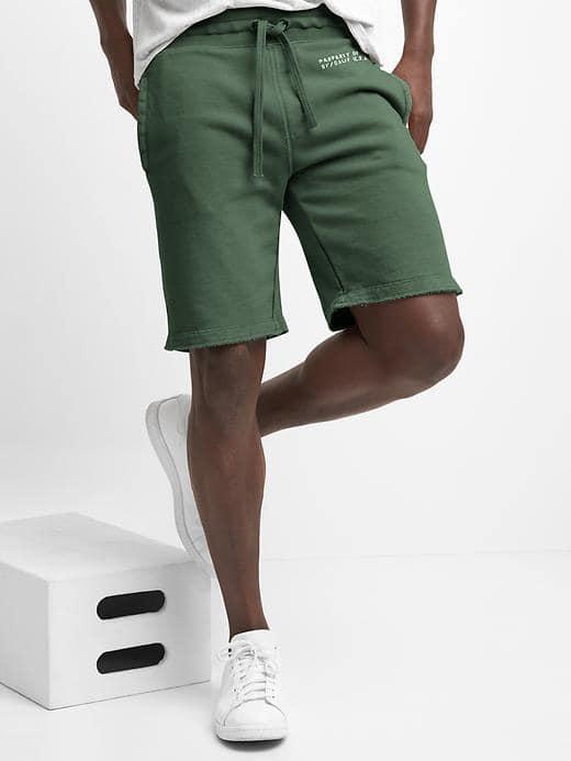 Gap Men French Terry Raw Hem Shorts - Cucumber Peel