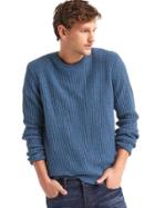 Gap Men Merino Wool Blend Ribbed Crew Sweater - Indigo Blue