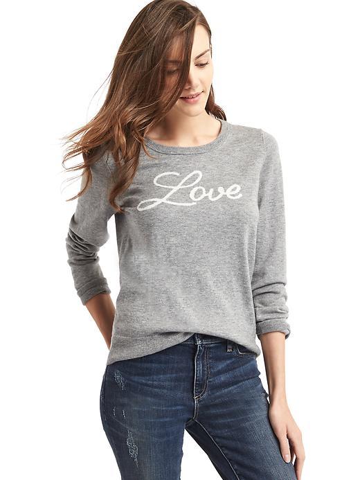Gap Women Intarsia Word Sweater - Heather Grey