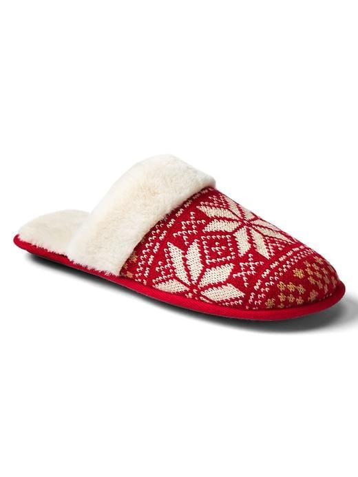 Gap Women Sweater Print Slippers - Red Fairisle