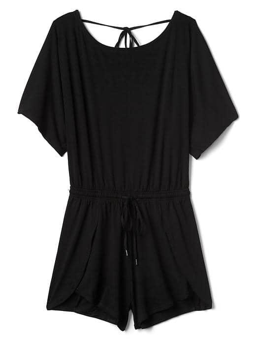 Gap Women Short Sleeve Boatneck Romper - True Black