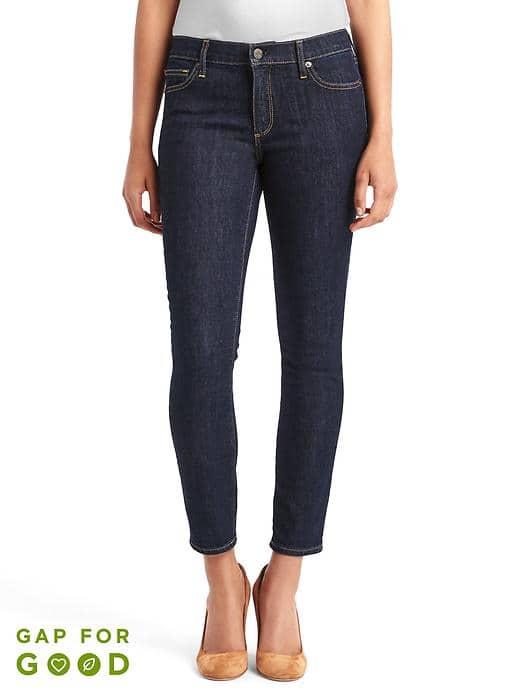 Gap Women Washwell Mid Rise True Skinny Ankle Jeans - Rinsed Denim