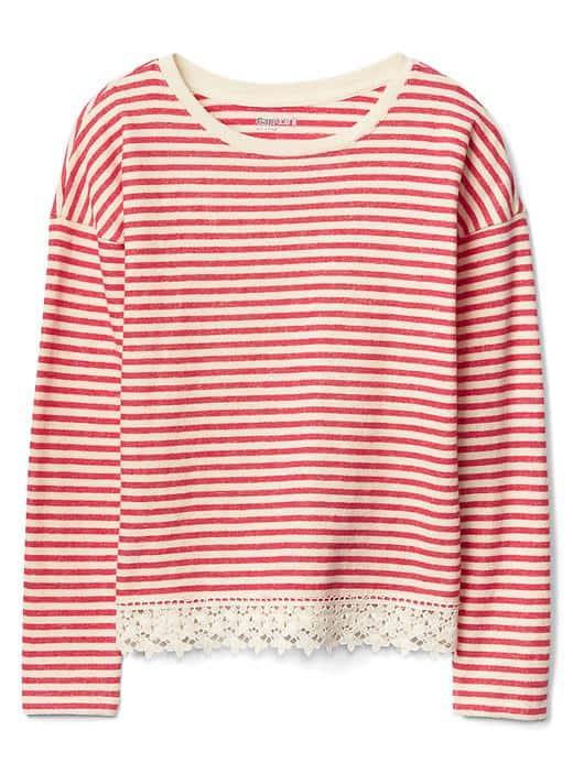 Gap Women Jacquard Lace Trim Top - Pink Glo Neon