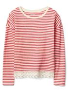 Gap Women Jacquard Lace Trim Top - Pink Glo Neon