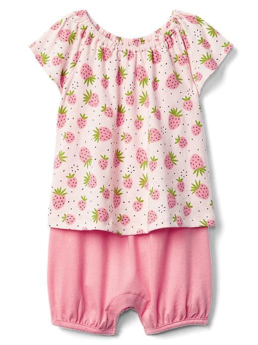 Gap Print Double Layer Shorty One Piece - Pink Cameo