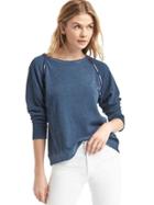 Gap Women French Terry Embroidered Pullover - Downhill Blue