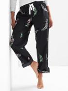 Gap Women Print Roll Tab Sleep Pants - Sweetpea Blooms Black