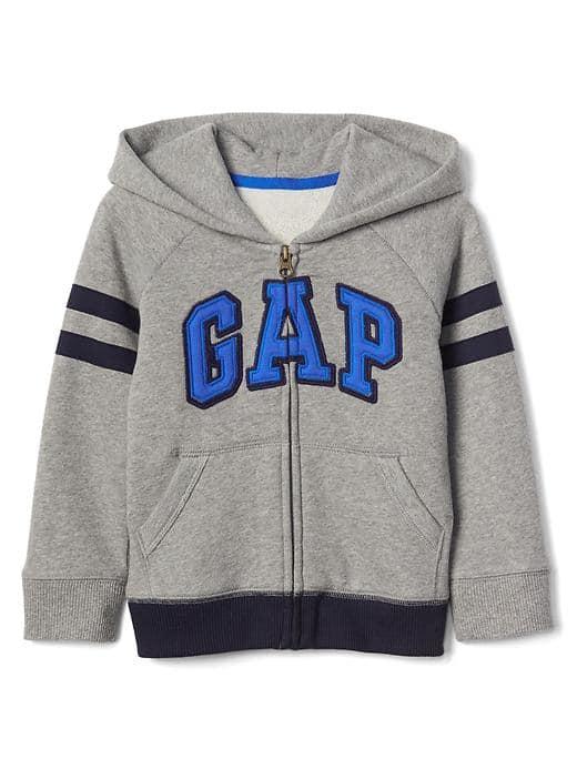 Gap Logo Varsity Zip Hoodie - Grey Heather
