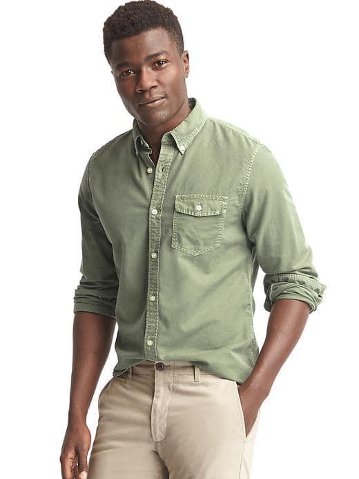 Gap Men Oxford Slim Fit Shirt - Desert Cactus