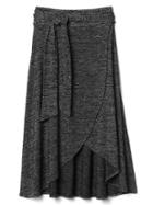 Gap Women Softspun Knit Midi Wrap Skirt - Marled Black
