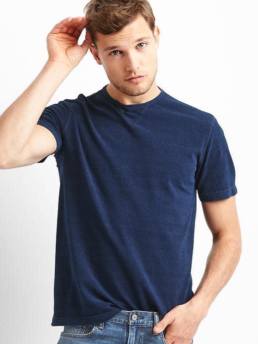 Gap Women Indigo Pique Crewneck Tee - Medium Indigo