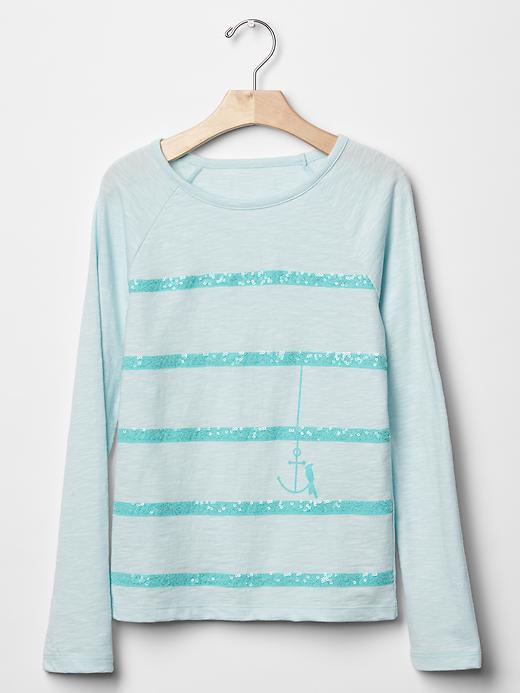 Gap Sequin Stripe Graphic Tee - Azul