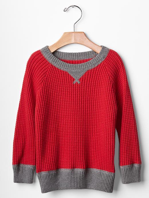 Gap Contrast Waffle Raglan Sweater - New Nordic Red