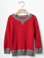 Gap Contrast Waffle Raglan Sweater - New Nordic Red