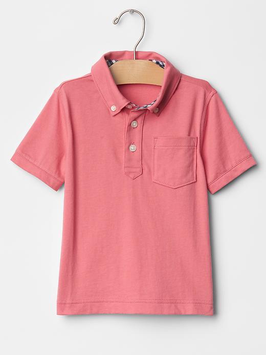 Gap Button Down Pocket Polo - Pink Kiss 312