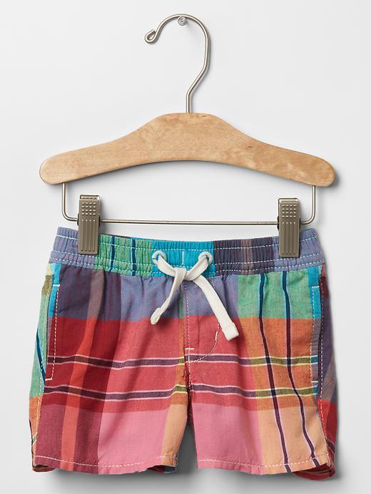 Gap Plaid Pull On Shorts - Antilles Blue