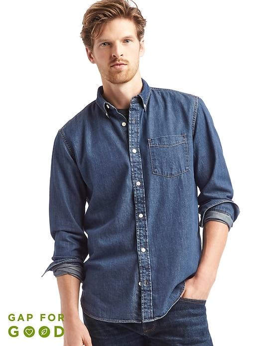 Gap 1969 Button Down Denim Shirt - Tinted Indigo