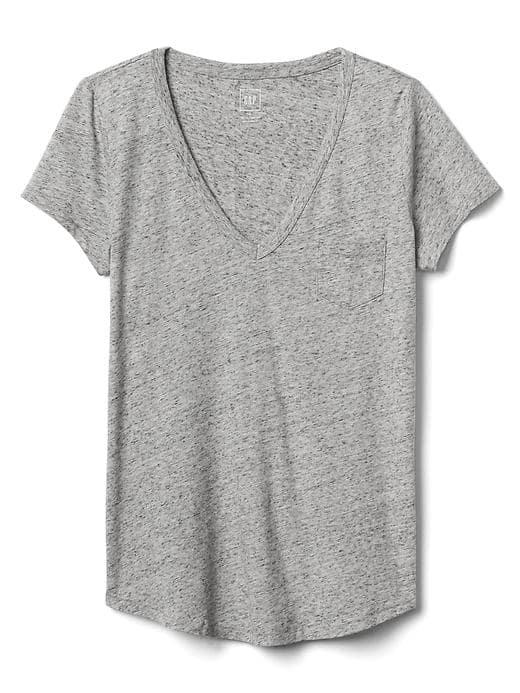 Gap Women Vintage Wash V Neck Tee - New Heather Grey