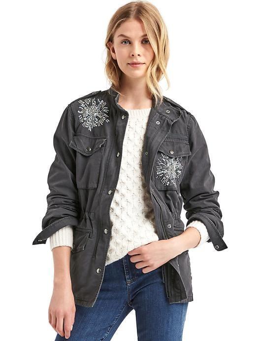 Gap Women Beaded Utility Jacket - Moonless Night