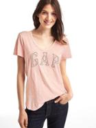 Gap Women Bead Embellished Logo Tee - Pink Dust