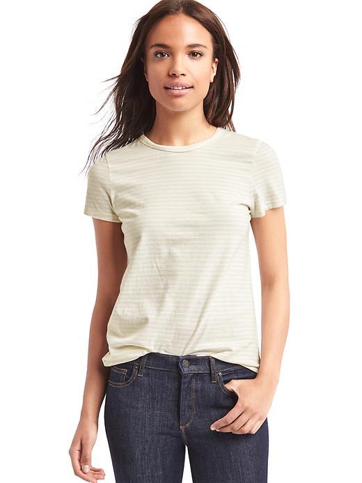 Gap Vintage Wash Small Stripe Crewneck Tee - Light Cream
