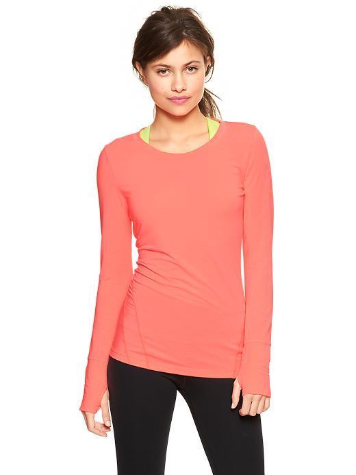Gap Gapfit Breathe Long Sleeve T - Neon Coral Volt