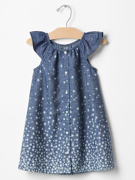 Gap 1969 Starry Chambray Flutter Dress - Denim