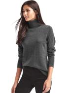 Gap Women Merino Wool Turtleneck Sweater - Charcoal